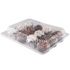 Pizety Pack Of 24 Mini 12 Compartment Cupcake Container Mini Cupcake Boxes Hinged Lid- With Superior Strong Quality 12 Compartme
