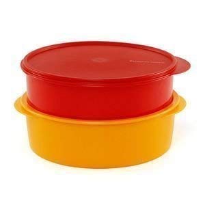 Tupperware Plastic Solid Bowl  1.9 L, Set Of 2, Red Yellow
