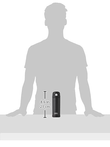Thermos Funtainer 16 Ounce Stainless Steel Vacuum Insulated Bottle With Wide Spout Lid, Black