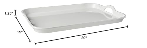 Hutzler Melamine Serving Tray With Handles, 20'' X 15'', White
