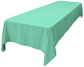LA Linen Polyester Poplin Rectangular Tablecloth  60 by 126-Inch  Mint