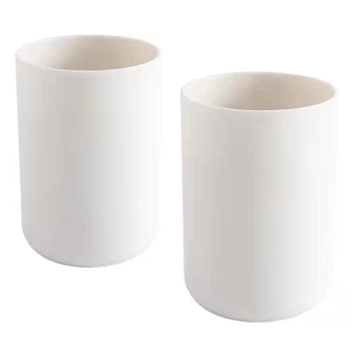 Wongwongcat Bathroom Tumbler, Unbreakable Dishwasher Safe Drink Cup 300Ml, 2 Pieces (White&White)
