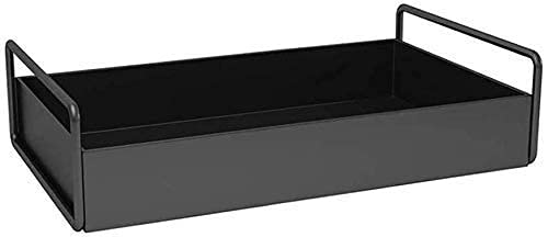Naoe Black Metal Organiser Tray With Handles For Bathroom Vanity, And Multipurpose Decorative Coffee Table Breakfast Tea Food Se