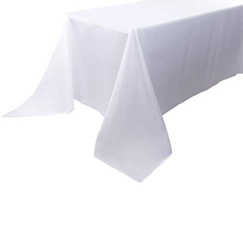 Waysle Rectangle Tablecloth - 90 x 156 Inch - White Rectangular Table Cloth for 8 Foot Table in Washable Polyester - Great for Wedding  Restaurant  Party  Banquet Decoration