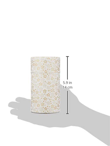 Yamako Pokkan A Japanese Tea Tin Canister, Air Tight, Double Lid, 200G Tea Capacity (Sakura - Cherry Blossom Pattern, L - 200G)