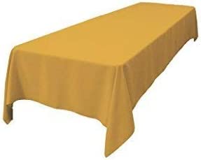 LA Linen Polyester Poplin Rectangular Tablecloth  60 by 120-Inch  Gold