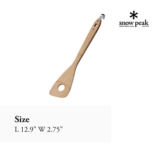 Snow Peak'S Cooking Spatula, Cs-215, Stainless Steel, Bamboo, Made In Japan, Lifetime Product Guarantee, Cooking Utensil, One Si