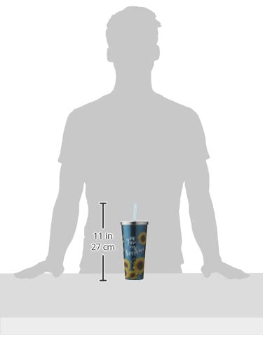 Spoontiques You Are My Sunshine Stainless Steel Cup With Straw - Stainless Steel Drinkware Tumbler - 24 Oz., (18248)