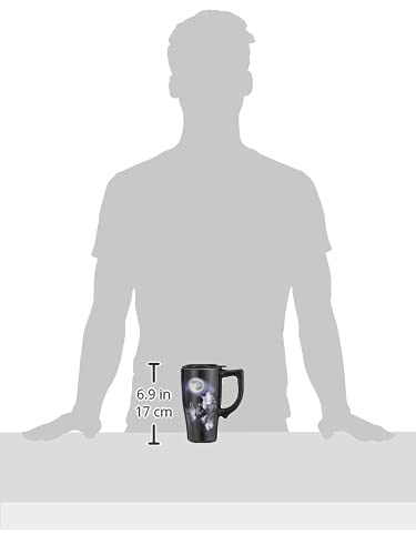 Spoontiques - Ceramic Travel Mugs - Wolves Moon Cup - Hot Or Cold Beverages - Gift For Coffee Lovers