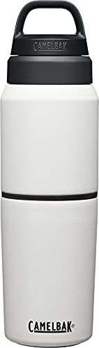 Camelbak Products MultiBev Water Bottle & Travel Cup - Vacuum Insulated Stainless Steel - White - 17oz bottle & 12oz cup