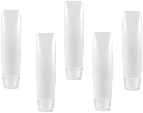 Jinshining 5 Pack White 1 ozTravel Bottles Empty Refillable Squeeze Containers for Toothpaste, Cosmetics and More Small Portable