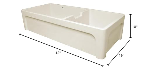 Whitehaus Collection Whqdb5542-Biscuit Glencove, Kitchen, Front Apron, Fireclay Sink, Extra Large, Biscuit