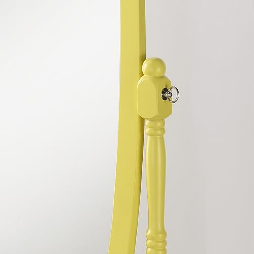 Roundhill Furniture Traditional Queen Anna Style Wood Floor Cheval Mirror, Yellow