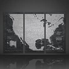 Push Pin Usa Map Board - With Push Pins To Mark Usa Travel - Handmade In Ohio, Usa - Design: Modern Slate (54'' X 36'')