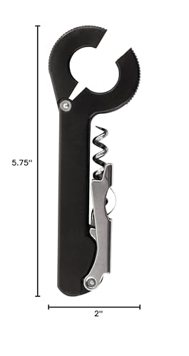 True Wrench Foil Cutter Single Hinged Corkscrews, Black