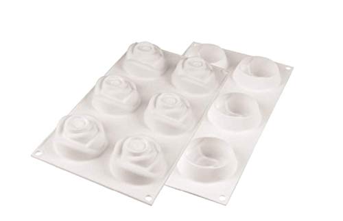 Silikomart Silicone Mould, White, Rose Size: Diameter 70 Mm, Height 55 Mm, Volume 6 X 145 Ml