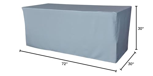LA Linen Polyester Poplin Fitted tablecloth 72''L x 30''W x 30''H  Light Blue