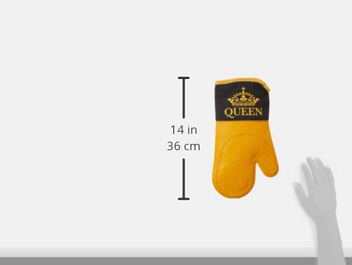 African American Expressions - Oven Mitt/Pot Holder Silicone Set, Queen Black And Gold, 36 X 26 Inch, Km-03