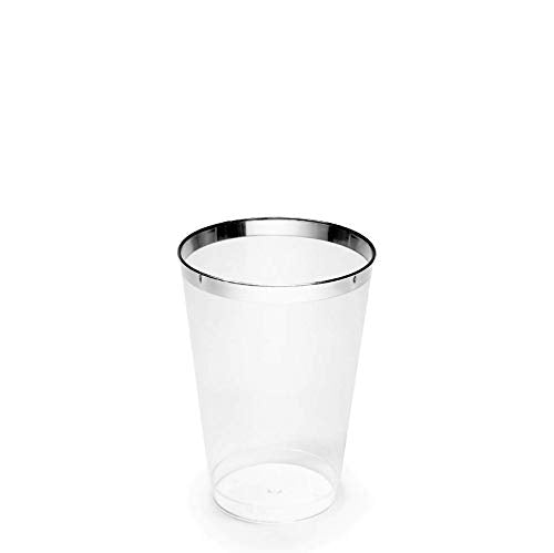 ' Occasions '' 400 Pieces Wedding Party Disposable Plastic Tumblers Cups (10 Oz, Clear & Silver Rimmed Tumbler)