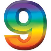 Multi-Color Plastic 3-D Number 9 Party Accessory (1 Count)