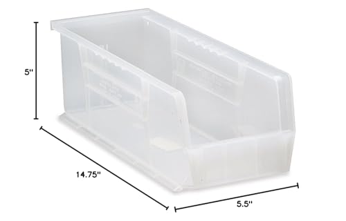 Bin, Stacking Or Hanging, 5-1/2W X 14-3/4D X 5H, Front/Back/Side Grips, Anti-Slide Lock, (1) Divider Slot, Rear Hanger, Molded-I