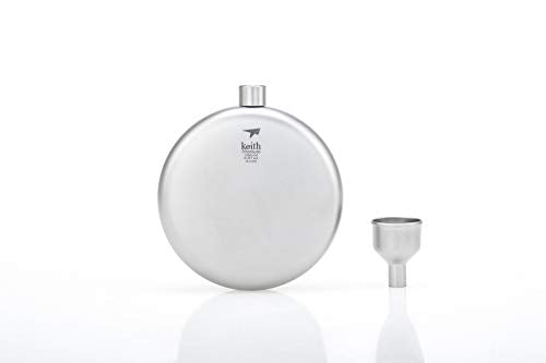 Keith Ti9302 Grade 1 Pure Titanium Round Flask with Funnel  5 fl oz
