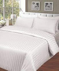 Pps Textiles White Cotton Plain Single Bedsheet, Smooth And Soft, 140 Cm X 215 Cm, Normal Quality (Double Bed Satin Stripes), 20