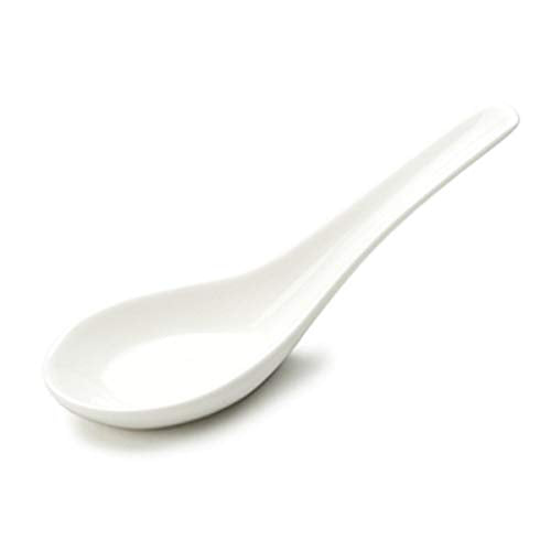 12 Pieces Super White Ceramic Spoons Sunrise Kitchen Supply (5.0'' L)
