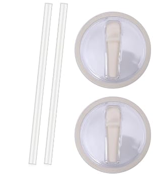 2 PCS 30 Oz Replaceable Tumbler Flip Straw Lid for Stanley - Cream, Quencher H2.0 30oz