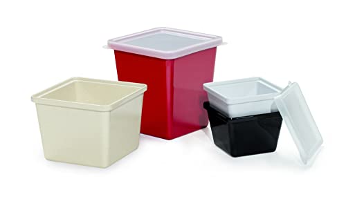 G.E.T. Enterprises White 28 Oz. Square Crock, Break Resistant Dishwasher Safe Melamine Plastic, Round & Square Crocks Collection