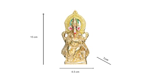 Sridha Handicraft Brass Ganesh Idol, Home Temple Decor (Height 15Cm Weight 641Gm)