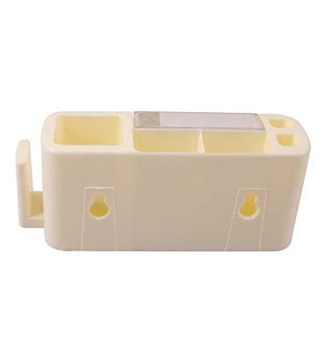 Inditradition Wall Hanging Toothbrush Toothpaste Holder | Multipurpose Bathroom Accessory Organizer (Plastic, White)