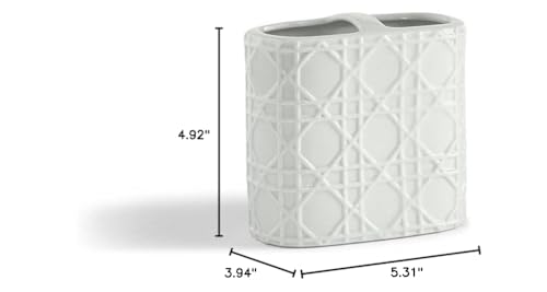 Kassatex Arn-Tbh Rattan Toothbrush Holder, Porcelain