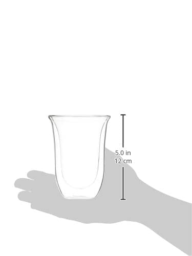 De'Longhi Double Walled Thermo Latte Glasses, Clear, 330ml, Set of 2, Model DLSC312