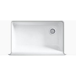 Kohler K-6489-58 Whitehaven Farmhouse Self-Trimming Apron Front Single Basin Sink With Tall Apron, Thunder Grey