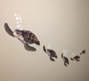 Sea Turtle Family Ocean Wall Decals, Dolphin Fish, Undersea Decor Stickers For Beach Kids Room Sea Wall Stickers, Boys Girls Tod
