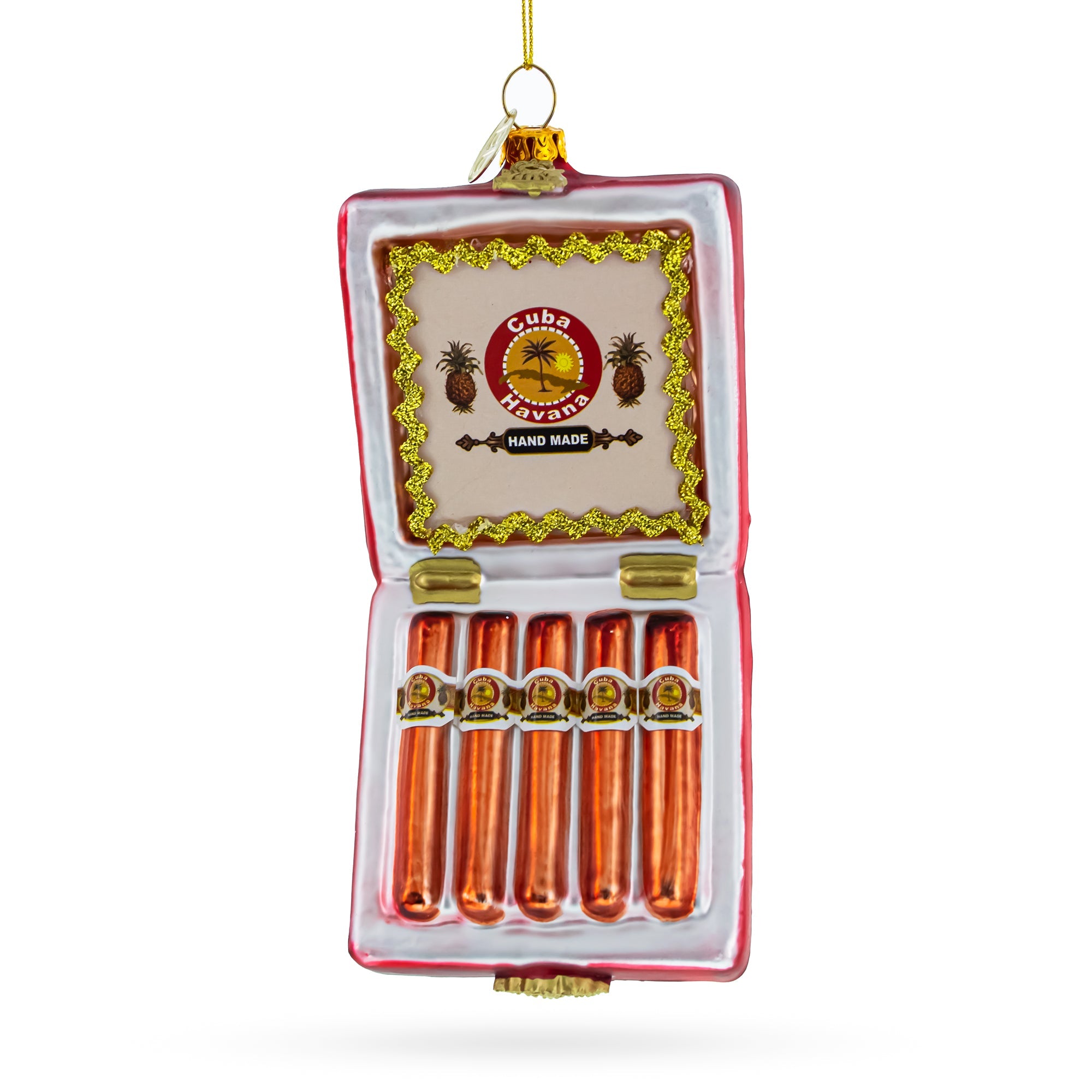 Box of Cigars Glass Christmas Ornament