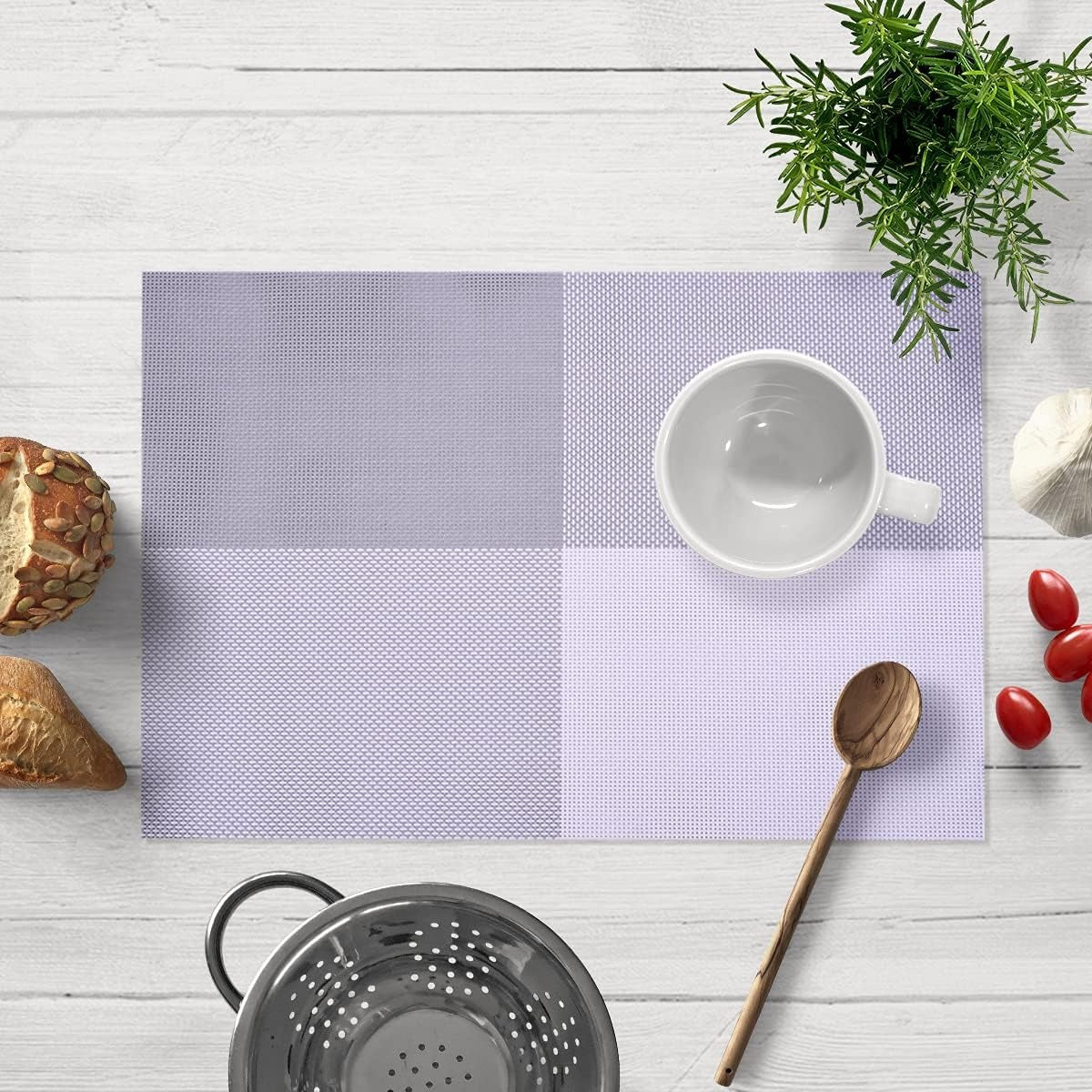 Notting Hill White Gray Placemats – Washable Heat Resistant