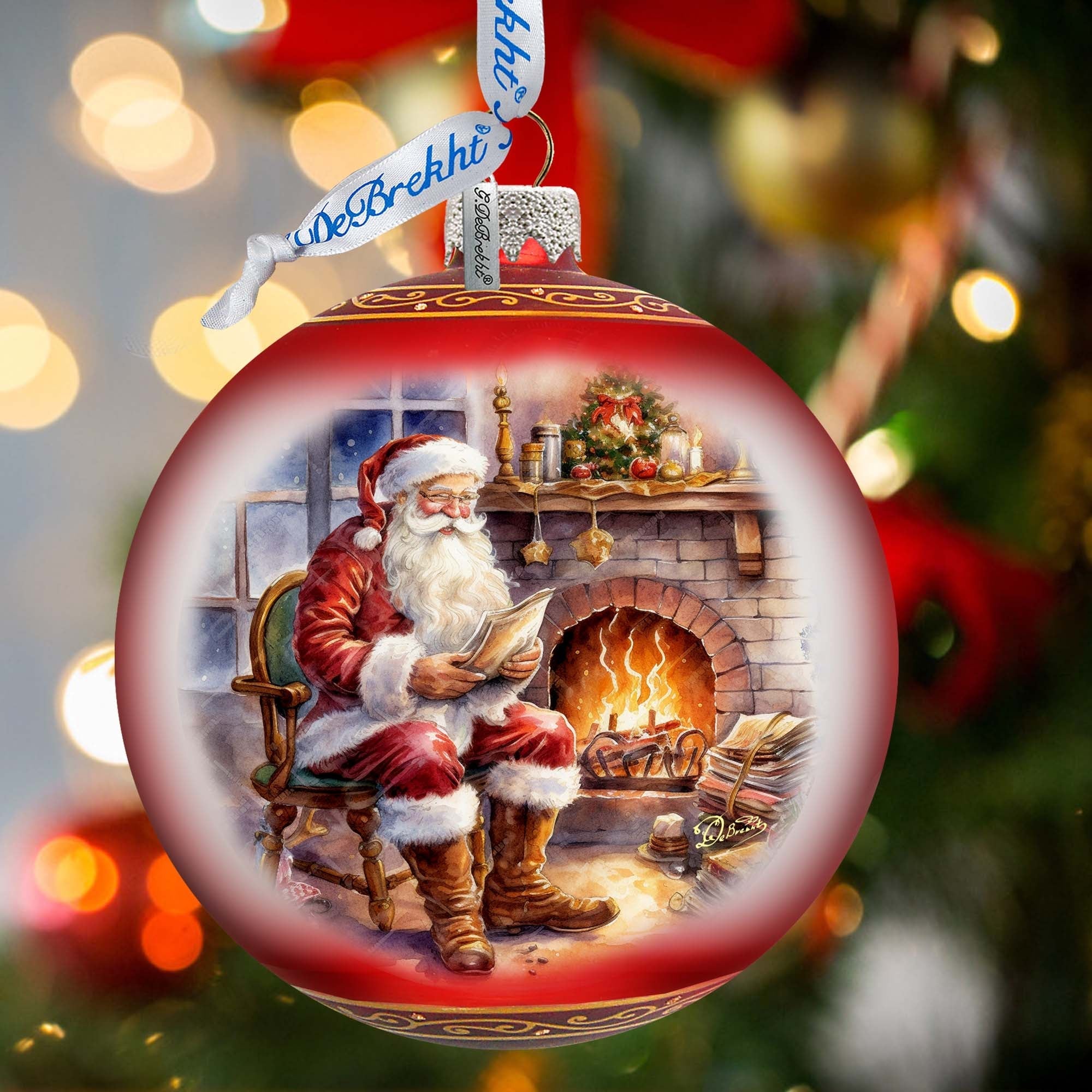 St. Nicks Nook Lg Glass Ornament by G.Debrekht - Christmas Santa Snowman Decor - 73960