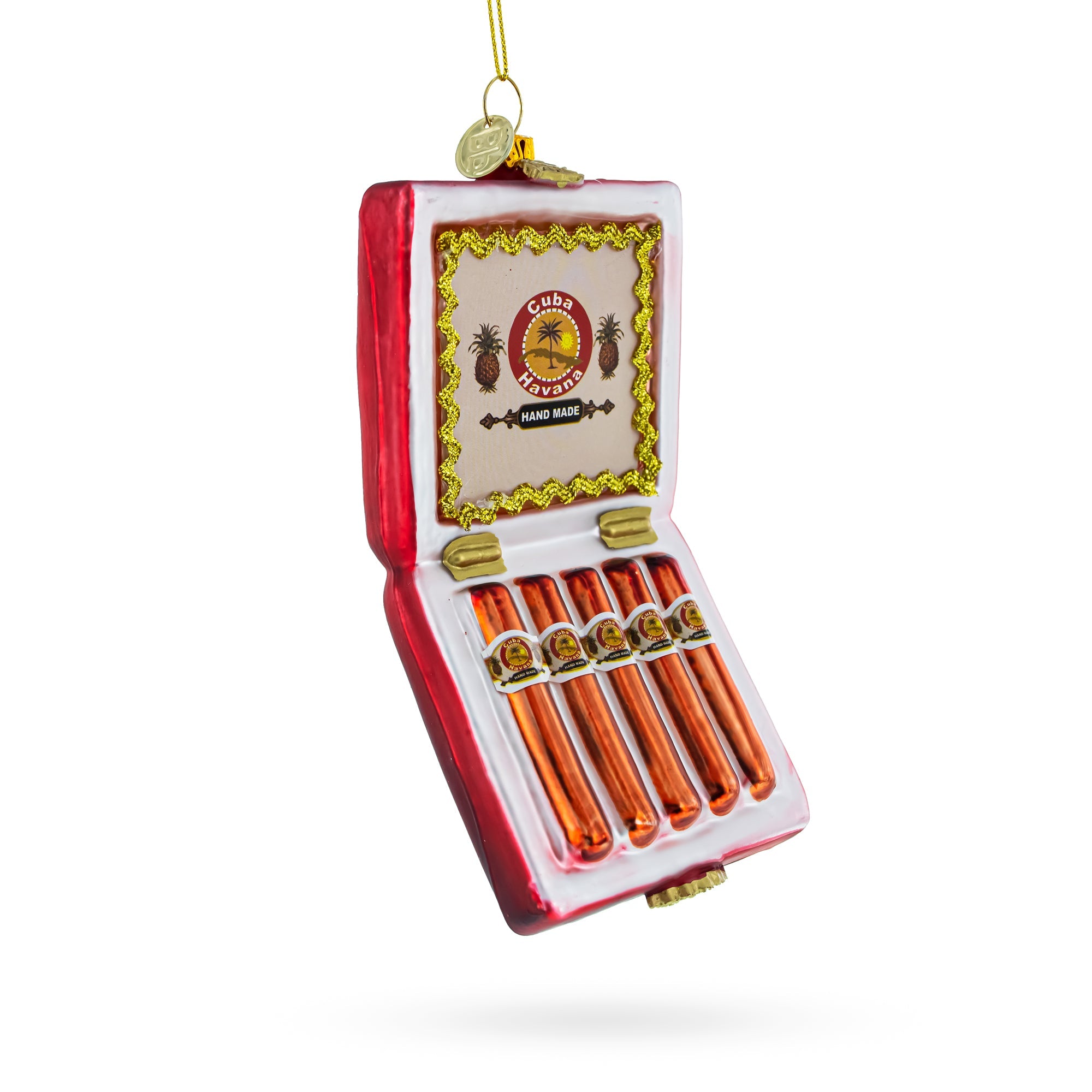 Box of Cigars Glass Christmas Ornament