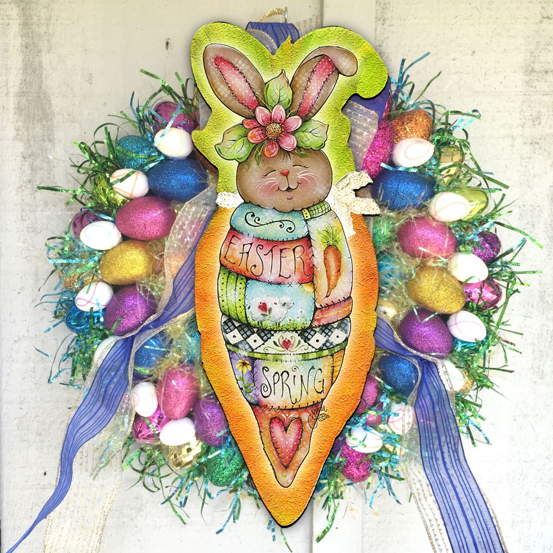 Carrot Bunny Easter Door Decor by Jamie Mills-Price - Easter Spring Decor - 8457609H