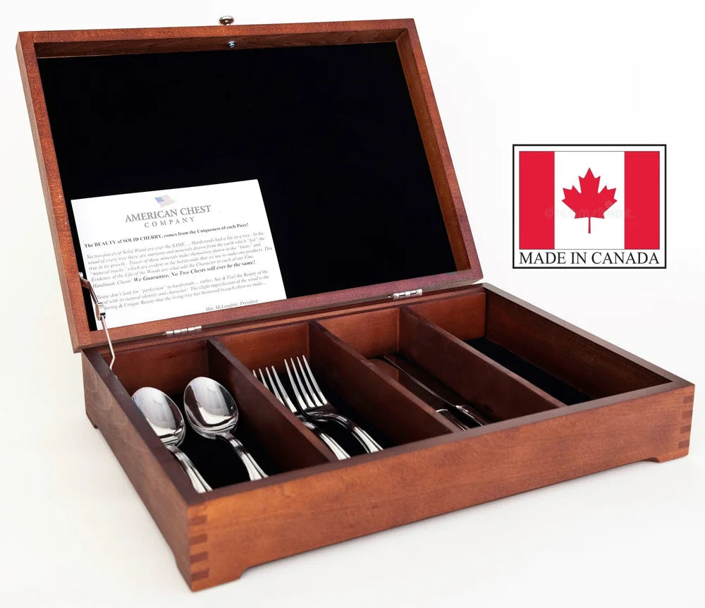 Canadian Antique Pine Divided Flatware Chest for Stainless Flatware