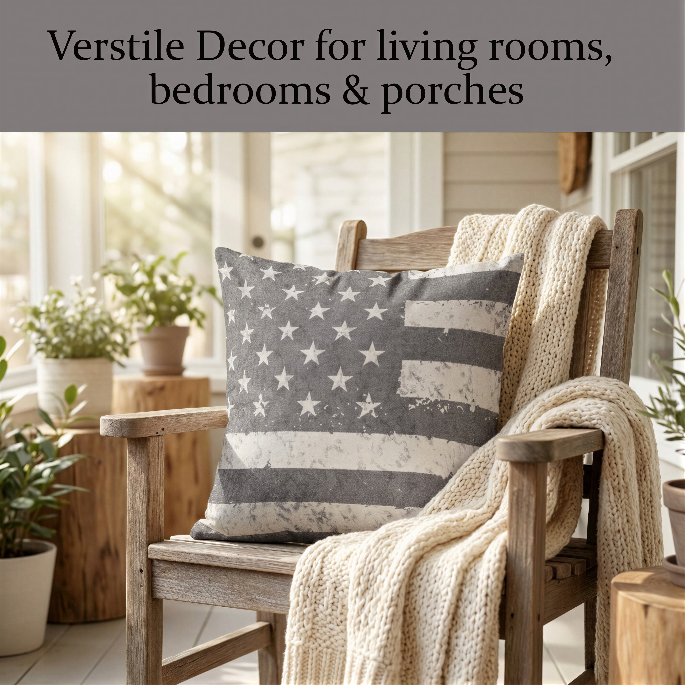 Patriotic Throw Pillow | USA Pillow Cover 18x18 with Zipper Closure Cushion