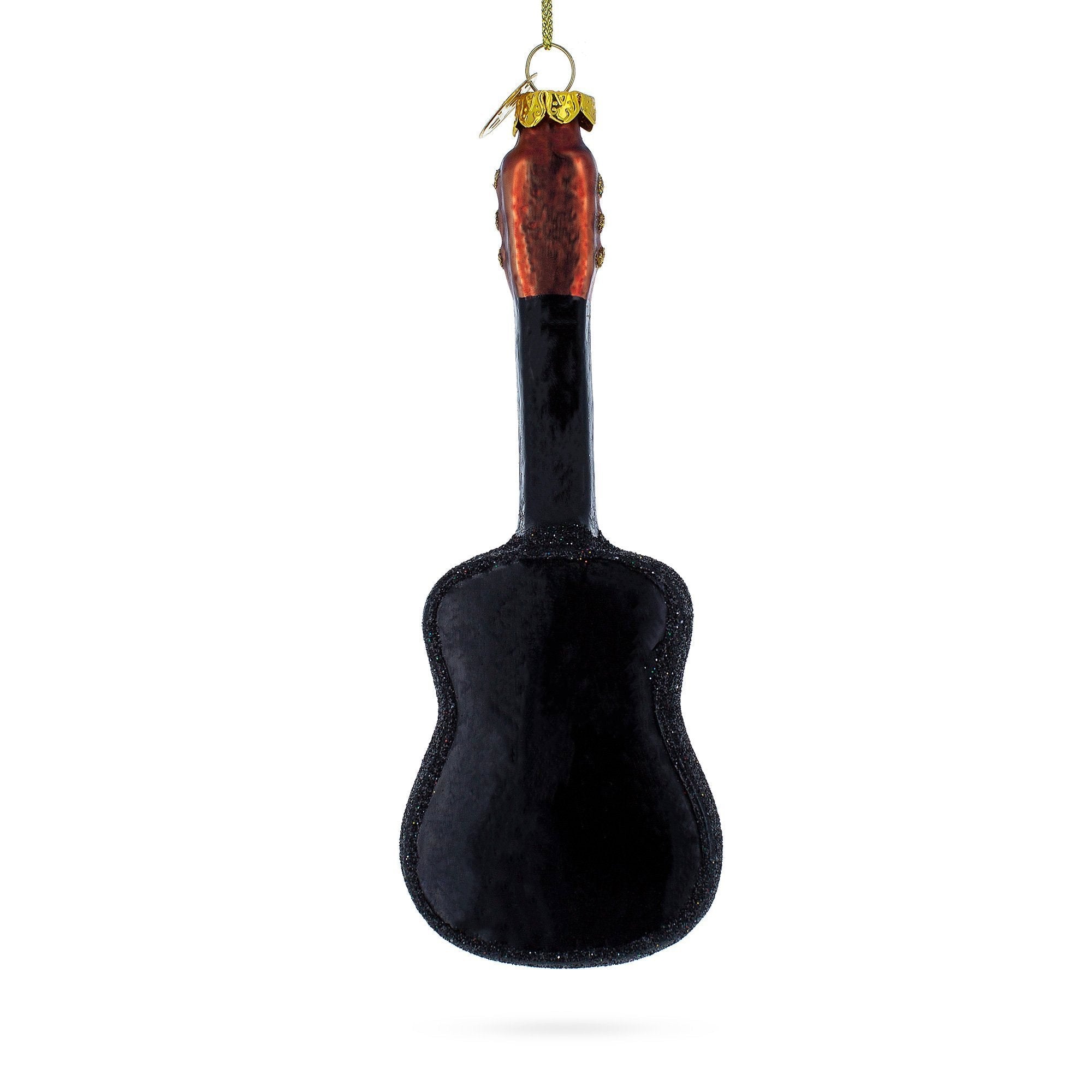 Rocking' Glittered Guitar Glass Christmas Ornament