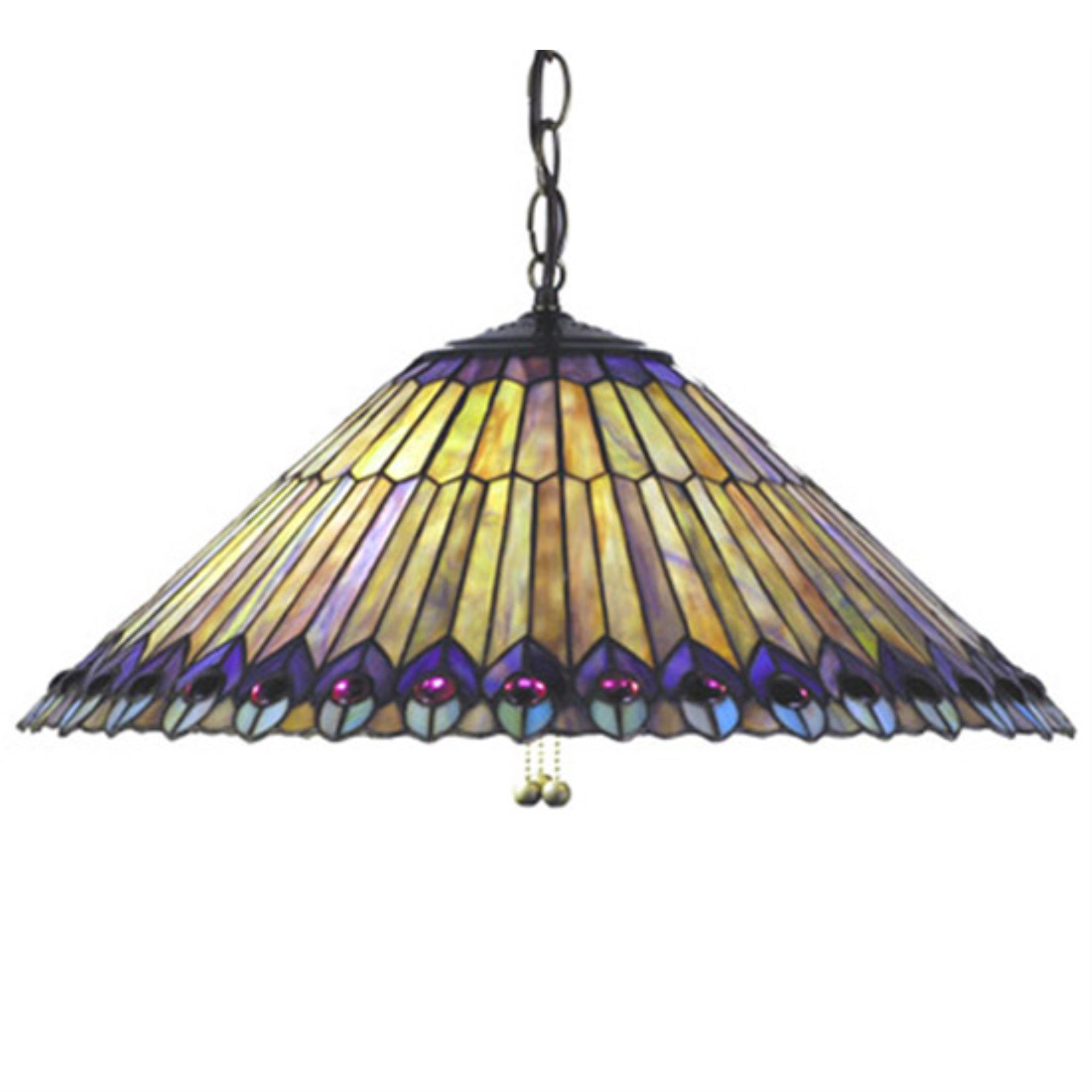 20''W Tiffany Jeweled Peacock Pendant