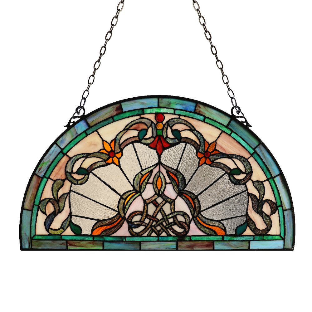 Norene Tiffany-Style Victorian Stained-Glass Window Panel 12.5 Height