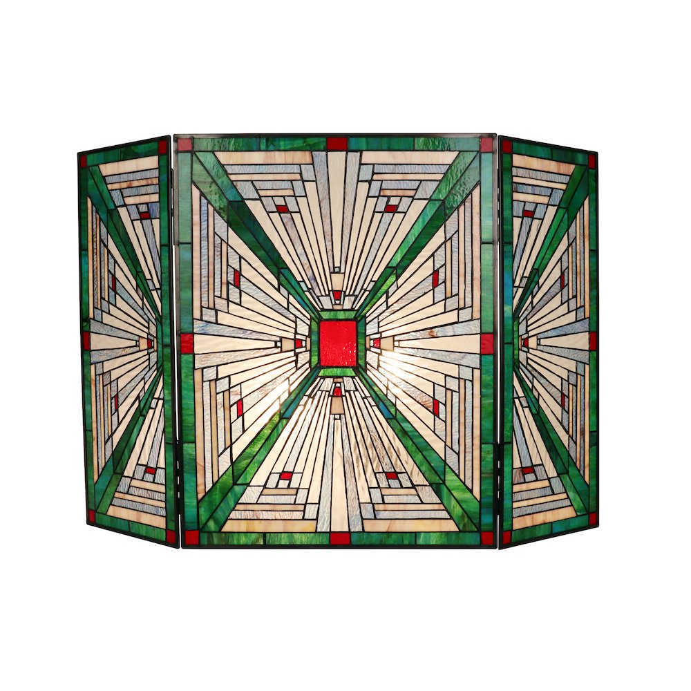 Innes Tiffany-Style 3Pcs Folding Mission Fireplace Screen 45 Wide