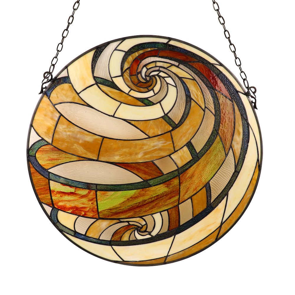 Terra Tiffany-Style Geometric Stained Glass Window Panel 23 Width