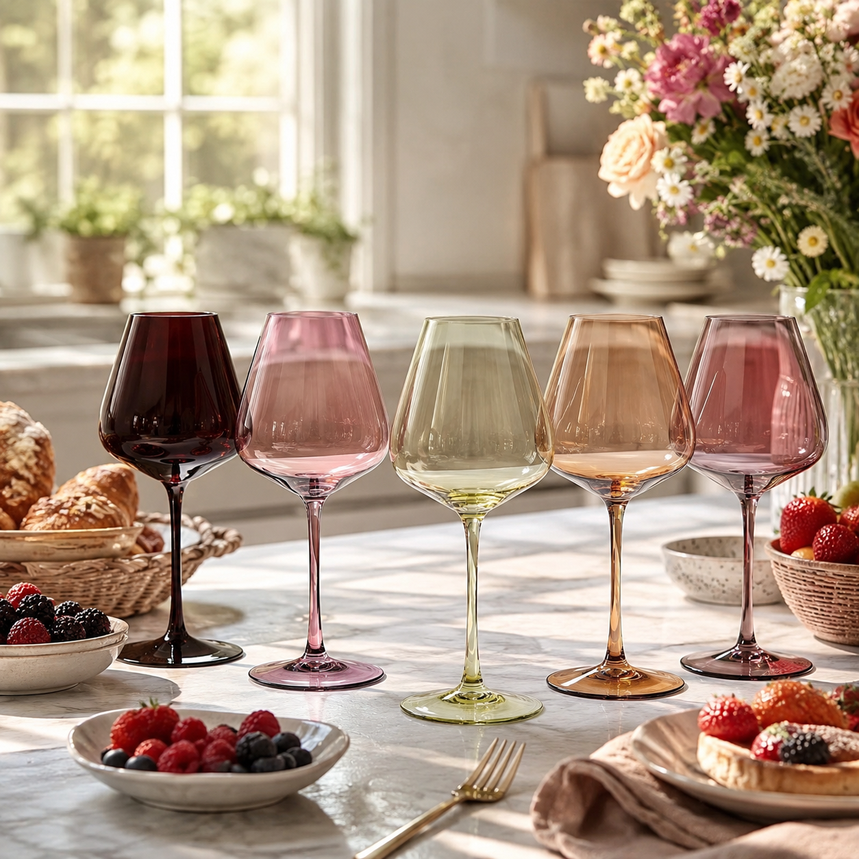 Stagioni Stemmed Wine Glassware, Set of 5, "September"