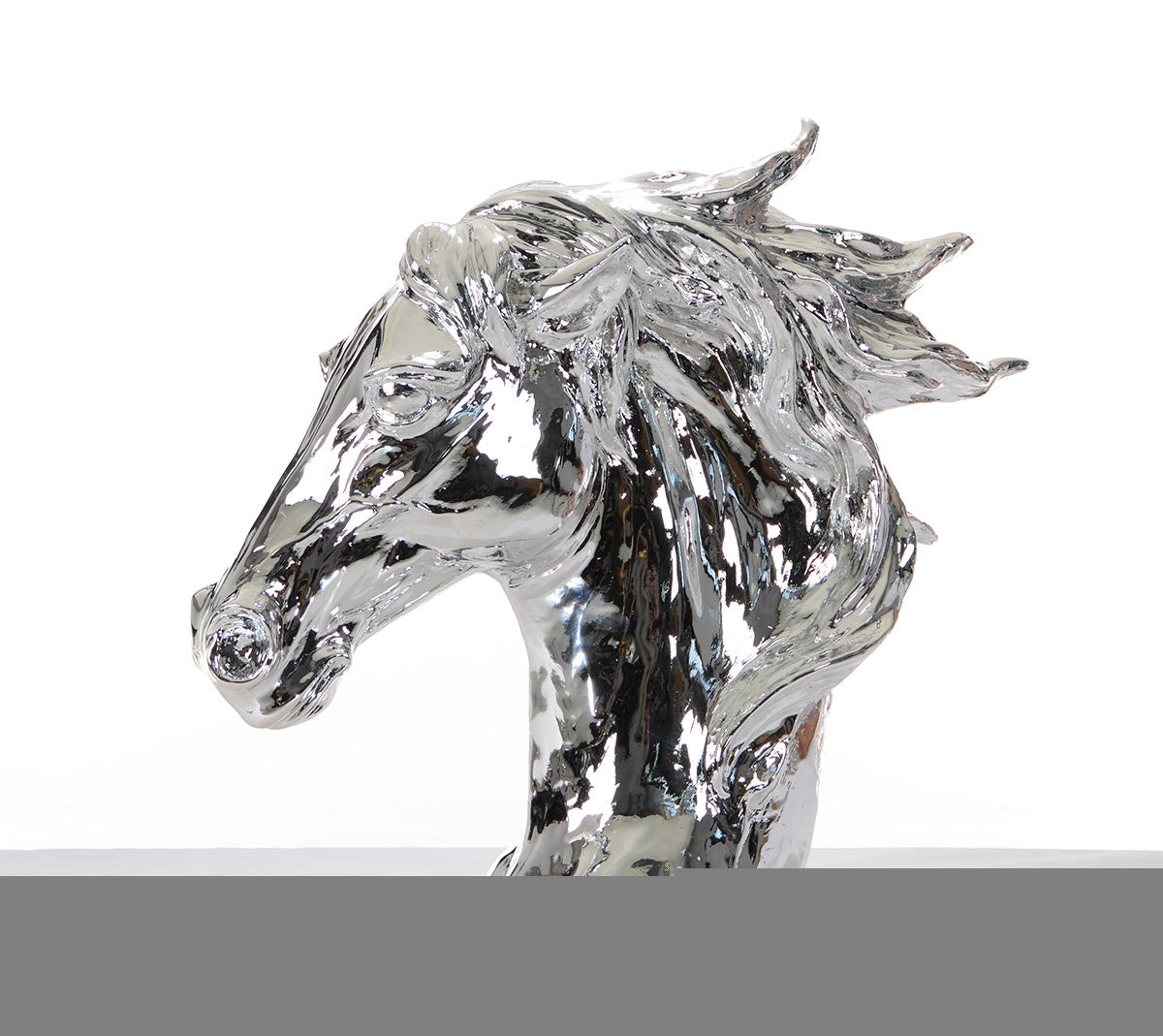 Modern Silver Horse Head Sculpture